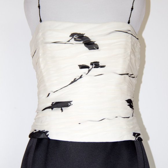 CARLISLE Top Skirt Set Black Ehite Print Dress Evening Cocktail Formal Sz 6 - Picture 3 of 6